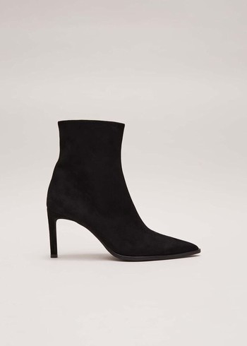 Phase Eight Black Suede Pointeded Boots Black USA | 3274051-CW